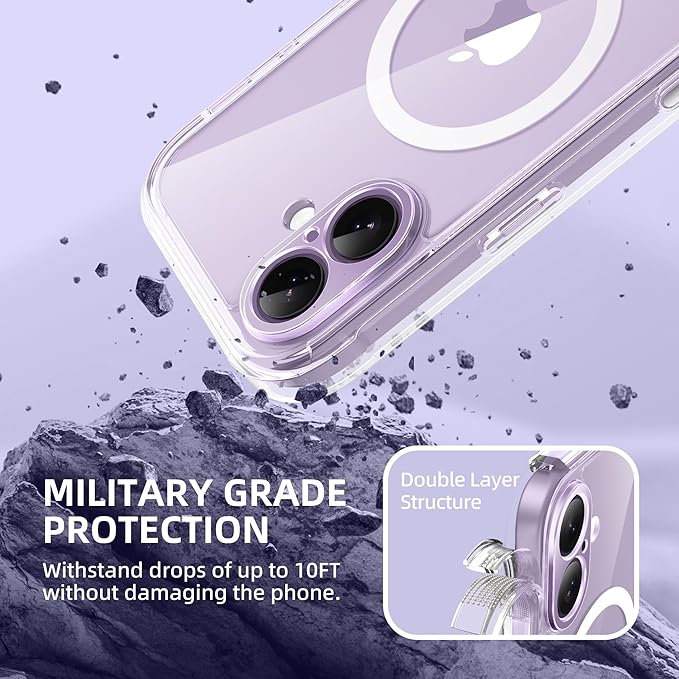 BERFY for iPhone 17 Case, Compatible with MagSafe, Built-in Privacy Screen Protector, Camera Protection, Shockproof Full Body Phone Case 6.3", Clear