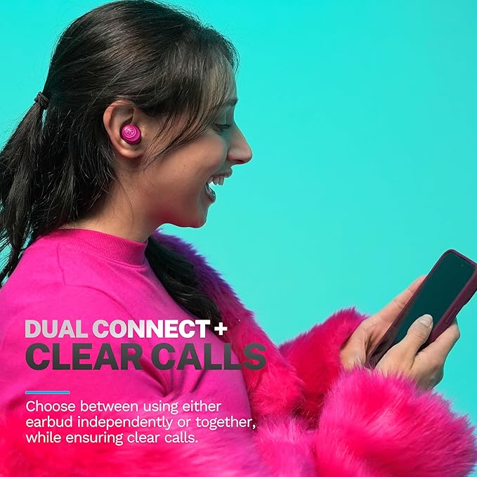 JLab Go Air Pop+, True Wireless Earbuds, Bluetooth Earbuds with Microphone, Dual Connect, EQ3 Sound, Dark Pink