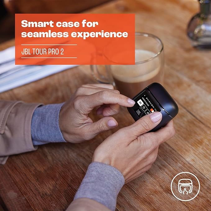JBL Tour Pro 2 - True Wireless Noise Cancelling Earbuds with Smart Charging Case, 6-mic Perfect Calls with Voice Control, Up to 40hrs of Playtime, Immersive JBL Spatial Sound (Champagne)