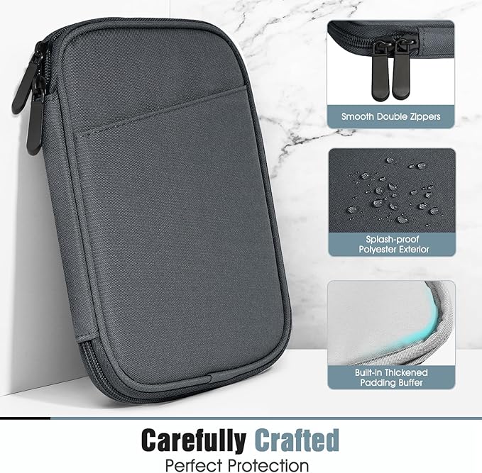 TiMOVO 6-7 Inch Tablet Sleeve for eReader Book Paperwhite/Colorsoft Signature Edition, Protective Sleeve Cover Case with Pocket for E-Reader/Oasis & Kobo Devicess, Space Gray