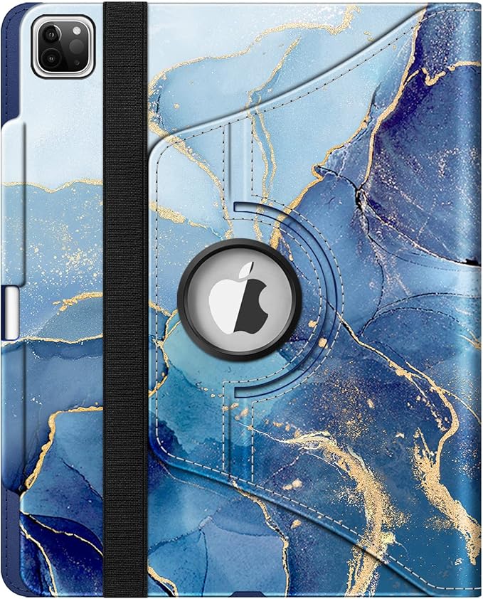 Fintie Rotating Case for iPad Pro 12.9-inch 6th Generation 2022-360 Degree Swiveling Protective Cover with Pencil Holder, Auto Sleep/Wake, Also Fit iPad Pro 12.9" 5th/4th/3rd Gen, Ocean Marble
