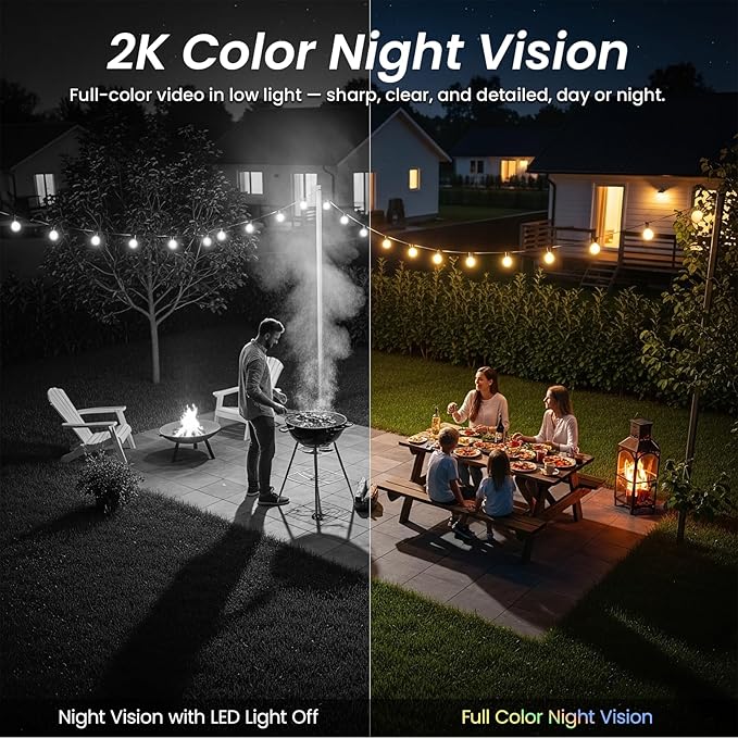 Cinnado Security Cameras Wireless Outdoor - Home Security Cameras Solar & Battery Powered with 2K Color Night Vision, 2-Way Talk & Spotlight, Continuous Power, 2.4 GHz Wi-Fi, Easy Set Up, S1 4 Pack