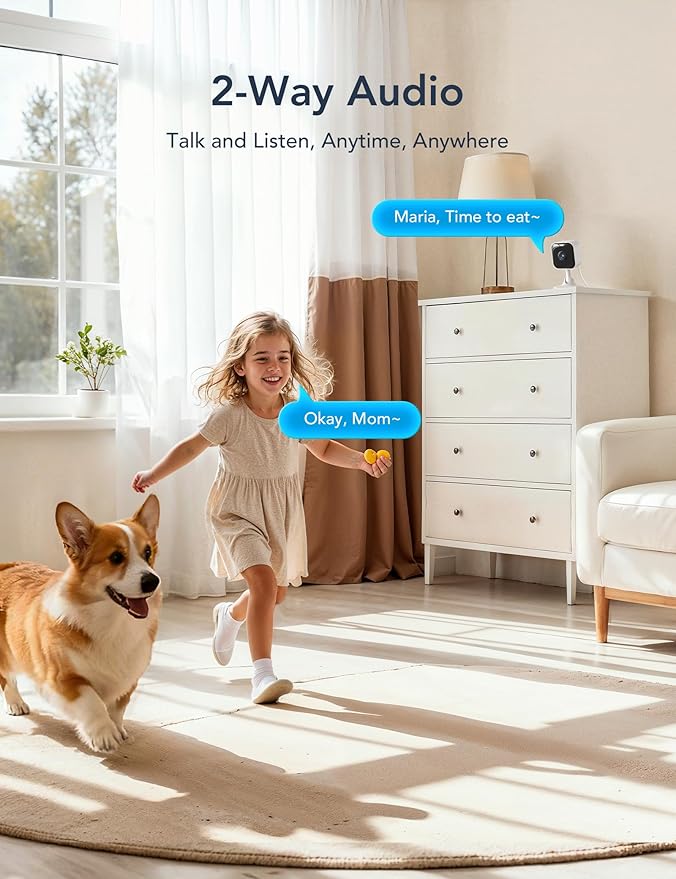 GNCC 2K Cameras for Home Security Indoor, 2.4G/5G Pet Cam with Phone App, Mini Dog Camera w/Motion Detection, 2 Way Audio, Works with Alexa, Cloud Subscription Required, Fixed View, Plug-in, 4Pack