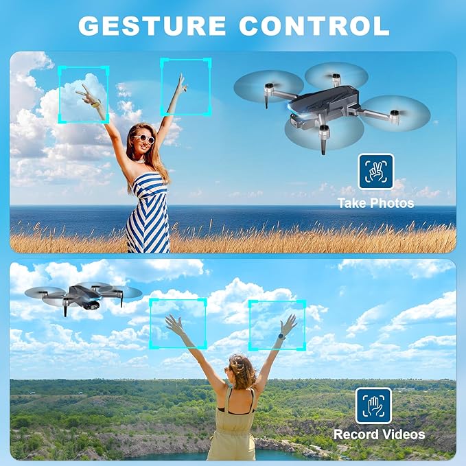 GPS Drone with Camera, 2K HD Drones for Adults, Foldable FPV Drone with GPS Auto Return, Follow Me, Circle Fly, Waypoint Fly, 5G Transmission, Gestures Selfie, Brushless Motor, 2 Batteries, Black