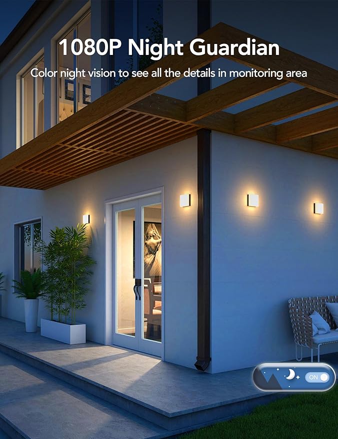 GNCC Solar Security Cameras Wireless Outdoor 2.4G WiFi, 360° View, Solar/Battery Powered, AI Human Detection, Color Night Vision, 2-Way Audio, Spotlight Siren Alarm, IP65 Waterproof, SD/Cloud Storage
