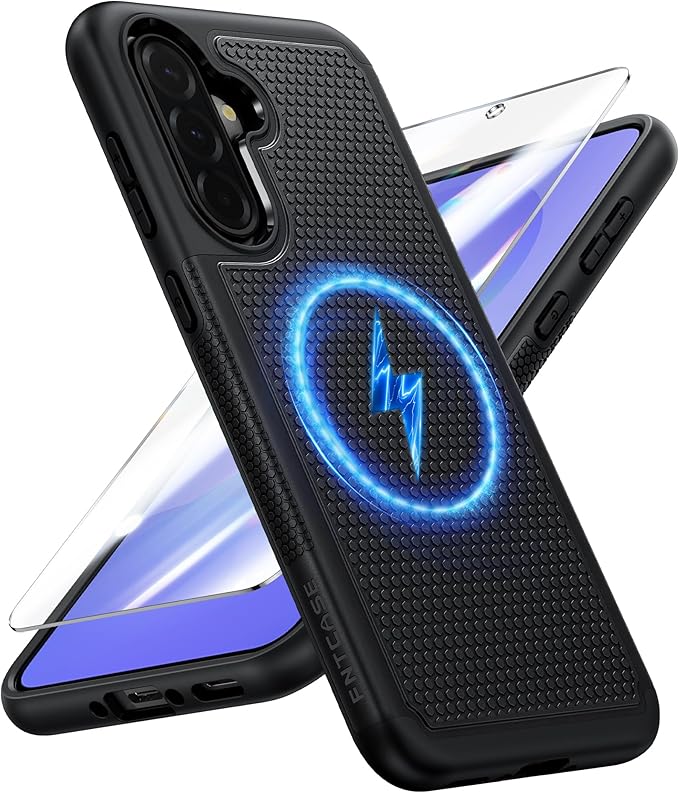 FNTCASE for Galaxy A36-5G Phone Case: Samsung A36 5G Magnetic Cover [Fit for Magsafe] with Screen Protector, Anti-Slip Textured, TPU+PC Dual Layer Shockproof, Military Grade Drop Protection (Black)