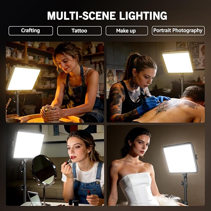 NiceVeedi 2-Pack 25W Photography Lighting, 2900-7000K Dimmable Ring Light with Tripod Stand, 73” Studio Video Light for Video Recording/Photography/Live Streaming/YouTube/TikTok/Makeup/Video Calls