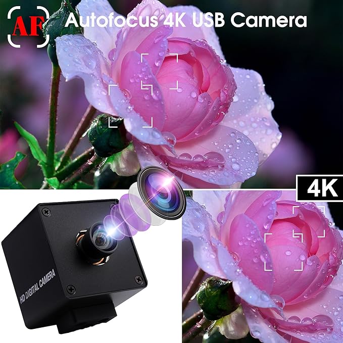 SVPRO 4K USB Camera Autofocus Video Camera UHD 3840x2160 with Metal Box for Pro Streaming/Online Course/Industrial Use,100 Degree Non-Distortion Wide Angle PC Computer Camera for PC Laptop