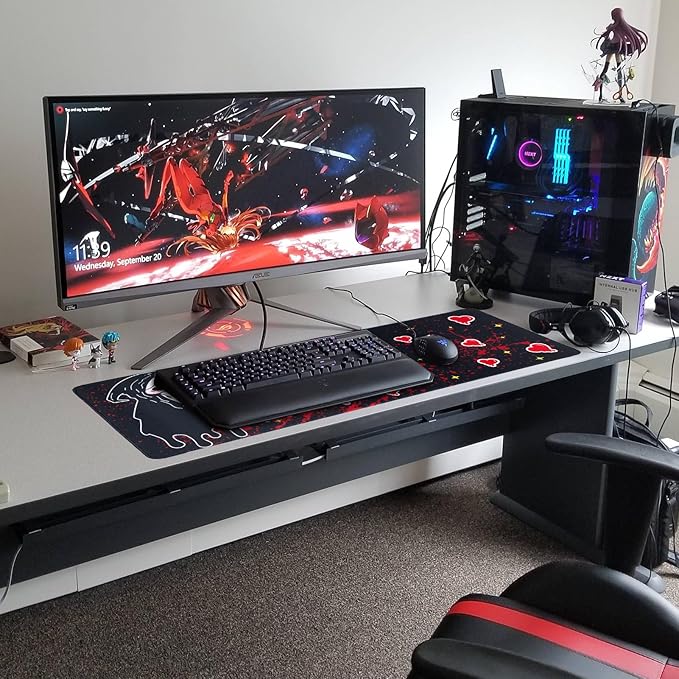 Large Gaming Mouse Pad 31.5 x 11.8in Desk Mat for Office Mousepad Anti-Skid Rubber Base Soft Comfortable and Durable Desk Pad (Black)