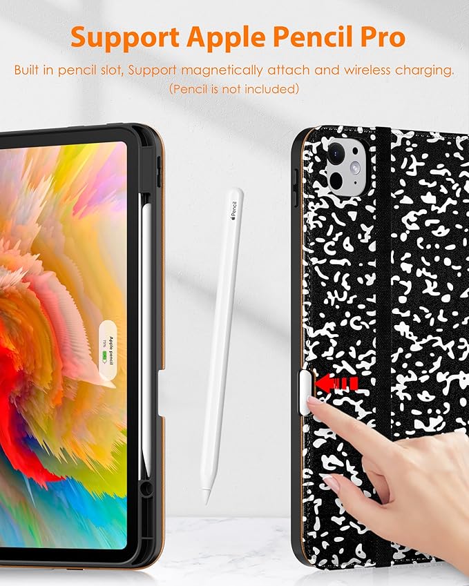 DTTO for iPad Pro 13 inch Case (M5/M4) 2025/2024, Premium Leather Business Folio Stand Cover with Pencil Holder - Auto Wake/Sleep & Multiple Viewing Angles, Built in Hand Strap & Pocket, Book