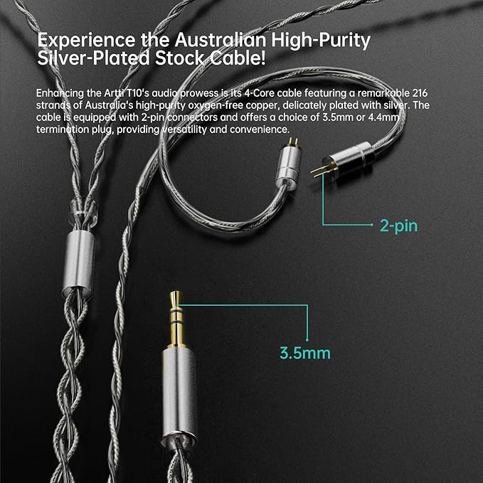 ARTTI T10 in Ear Earphone, 14.2mm Dual Magnetic Circuit Planar Driver HiFi IEM Earbuds, Wired in Ear Monitor, Gaming Earphone for Musician Singer Audiophile