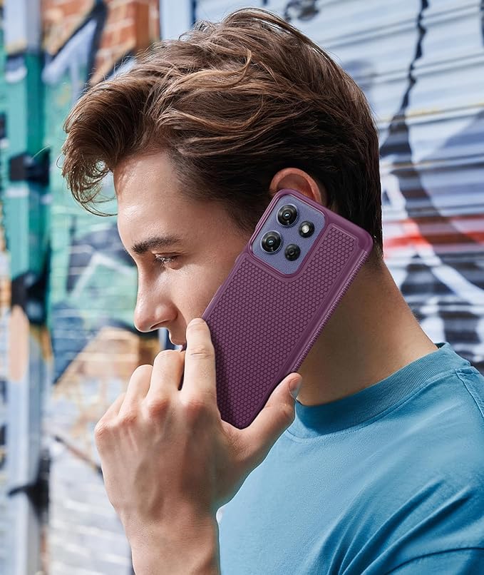 FNTCASE for Moto G-Power 2025 Case: Motorola G Power 2025 Case 14FT Military Grade Drop Protection with Screen Protector Shockproof Anti-Slip Rugged Matte Dual Layer Daily Cover 6.8 Inch (Burgundy)