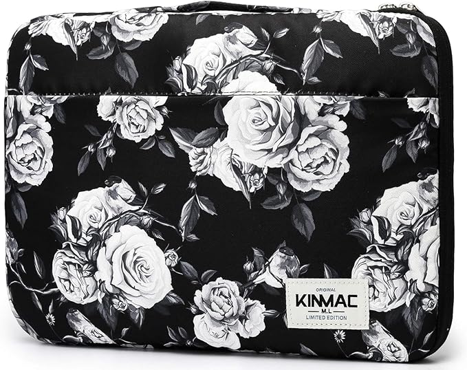 Kinmac 360° Heavy Duty Protective Laptop Sleeve Case Bag Cover with Handle for MacBook Air 13 inch,iPad Pro 13 inch and 13.3 inch HP,Dell,Lenovo,Asus,Acer Laptop (White Rose)