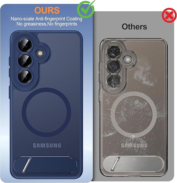 Magnetic for Samsung Galaxy S26 Case, [Compatible with MagSafe][Full Camera Protection][Built-in Invisible Kickstand] Translucent Matte Phone Case for S26 6.3" - Blue