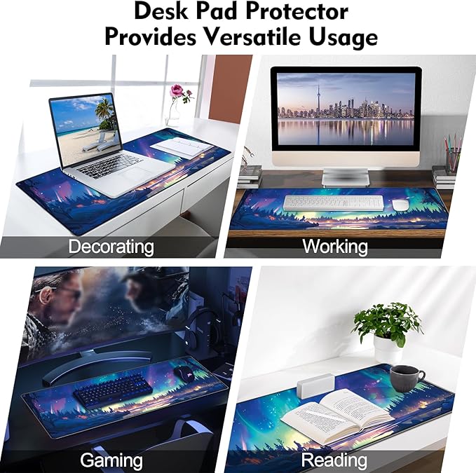 Galdas Mouse Pad for Gaming,Aurora Background Pattern XXL XL Large Mouse Mat Long Extended Mousepad Desk Mat Non-Slip Rubber Mice Pads Stitched Edges Thin (31.5 x 11.8 x 0.12 Inches)