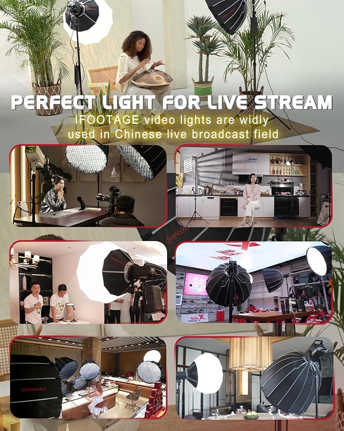IFOOTAGE 70W LED Video Light,Continous Lighting,SL 60DN 5600k Continuous Output Lighting,Video Lighting for Recording,Studio,App Control,with Carry Bag Without Bowens Mounti Adapater
