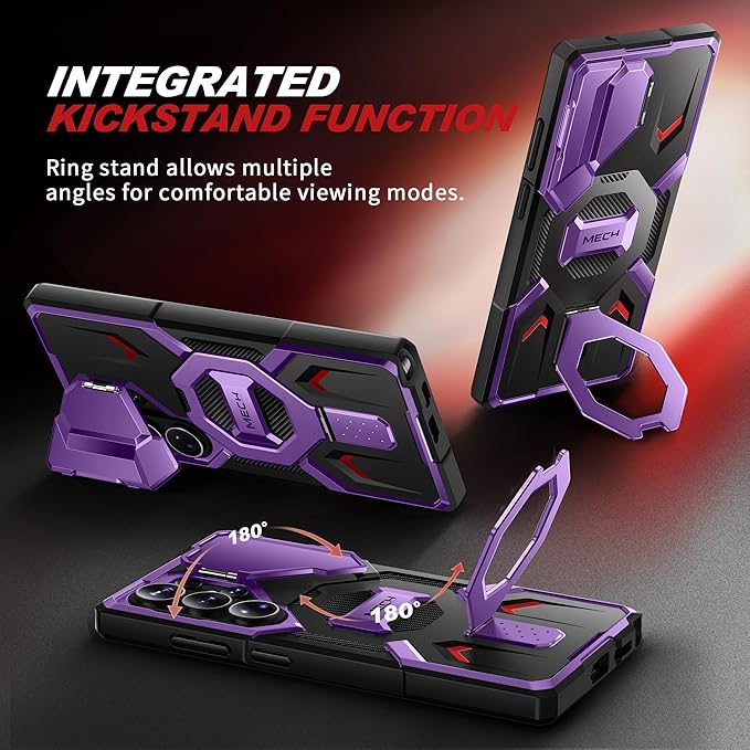 TONGATE for Samsung Galaxy S26 Ultra Case with Magnetic Stand, Compatible with MagSafe [Built-in Camera Cover & Ring Holder][Military-Grade Protection] Anti-Slip Rugged Phone Case for S26 Ultra,Purple