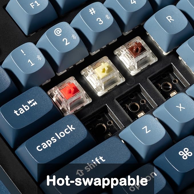 Keychron V6 Max Fullsize Custom Wirless Mechanical Keyboard, 2.4 GHz/Bluetooth/Wired 3-Mode RGB Backlight QMK/VIA Programmable Macro, Hot-Swap Gateron Jupiter Banana Switch PBT Keycaps for Mac Windows