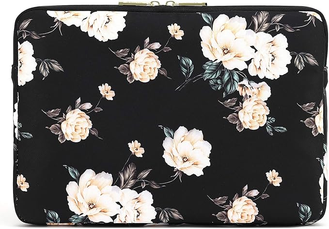 KAYOND 15 inch Laptop Sleeve, Compatible with MacBook pro 15.4 ，MacBook Air 15.4 MacBook pro 16 and 15.6 inch Notebook Computer, Water Repellent Laptop Bag,Shockproof case(15-15.6 inch, Black Peony)