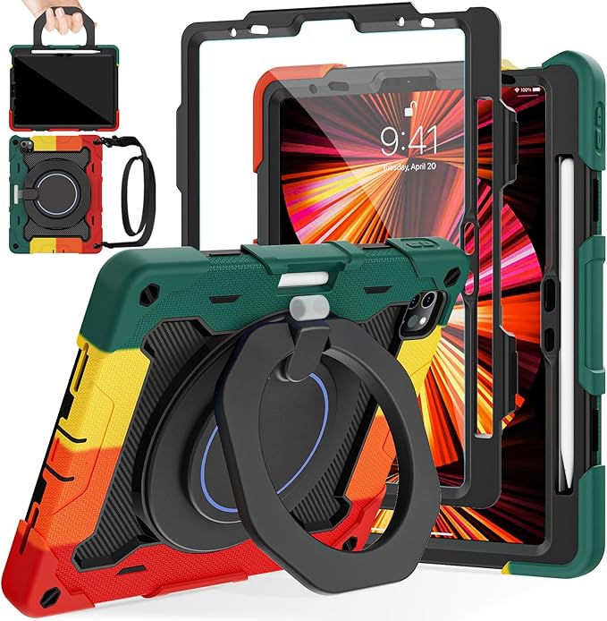 ROISKIN for iPad Air 11 inch M4/M3/M2 Case, iPad Pro 11 inch 4th/3rd/2nd/1st Generation,iPad Air 5th/4th 10.9 inch Case,Heavy Duty Shockproof with 360 Stand Handle Shoulder Strap Pen Holder for Kids