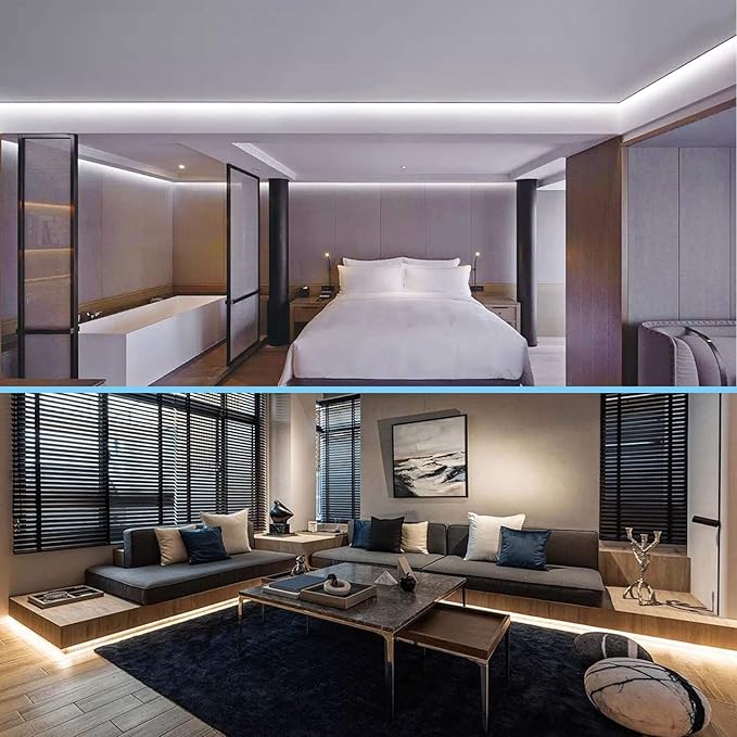 WOBANE LED Strip Lights 32.8ft White, Dimmable White Light Strip Kit with Remote and Control Box, 600 LEDs Supper Bright Tape Lights for Living Room, Mirror, Under Cabinet, Wardrobe 6500K Daylight