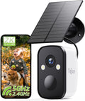 2K Solar Security Cameras Wireless Outdoor, 2.4G/5G WiFi, Powered by Sun Rechargeable Battery Backup, Color Night Vision, PIR AI Motion Detection, 2 Way Talk, IP66, Works with Alexa/Cloud/SD