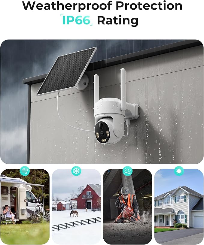 LIWAN 4G LTE Cellular Security Camera Wireless, No WiFi Security Camera Outdoor, Solar Powered, Built-in SIM Card, 2K Color Night Vision, 360° PTZ, PIR Motion Detection, IP66 for Off Grid, 2 Pack