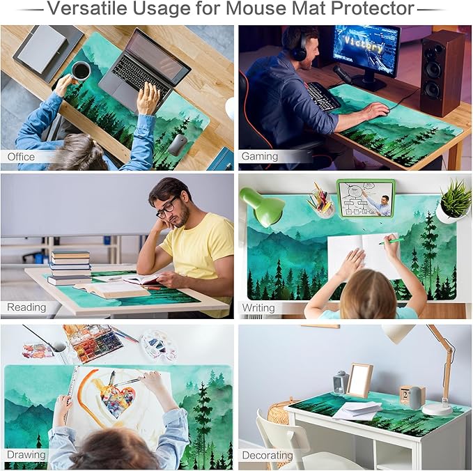 Lokigo Green Forest Mouse Pad, Waterproof Extended Large Gaming Mousepad with Non-Slip Rubber Base Stitched Edges Desk Pad Keyboard Writing Desk Mat Office Home Study 31.5"x15.7", Mountain
