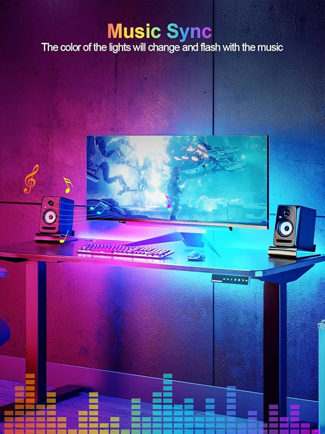 KANTUTOE Under Monitor Light Bar, App and Remote Control Gaming Ambient Lights,Music Sync Color Changing, 16 Million Colors, Timing, USB Powered RGB Light Bar for Monitor/TV/PC Back (2pcs)