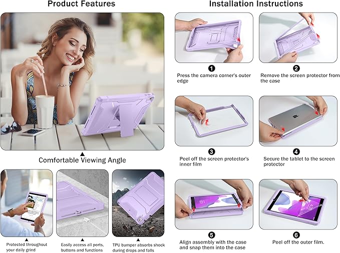 Soke Case for iPad 6th/5th Generation 9.7 Inch 2018/2017,with Built-in Screen Protector and Kickstand, Rugged Full-Body Heavy Duty Protective Cover for Apple iPad Air 2 /Pro 9.7 - Navy