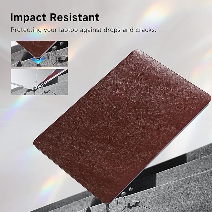 Funut for MacBook Air 15 inch Case 2026 2025-2023 Release M4 A3241 M3 A3114 M2 A2941 Liquid Retina Display, Vintage Waxed Leather Plastic Hard Shell Case & Keyboard Cover,Vintage Dark Brown