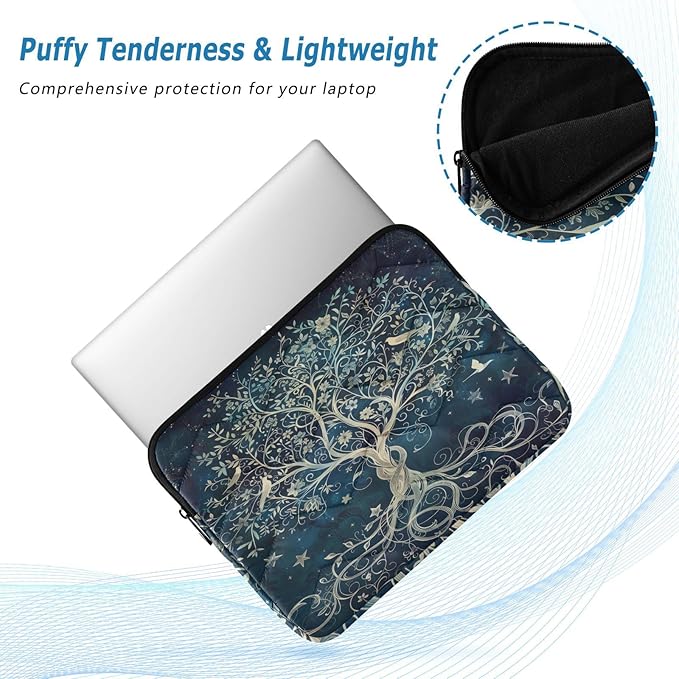 Cute Laptop Sleeve 13 inch Retro Tree of Life Laptop Bag 14 inch Waterproof Computer Bag for Women Laptop Accessories Computer Cover Bag for Tablet Men, A06D24018
