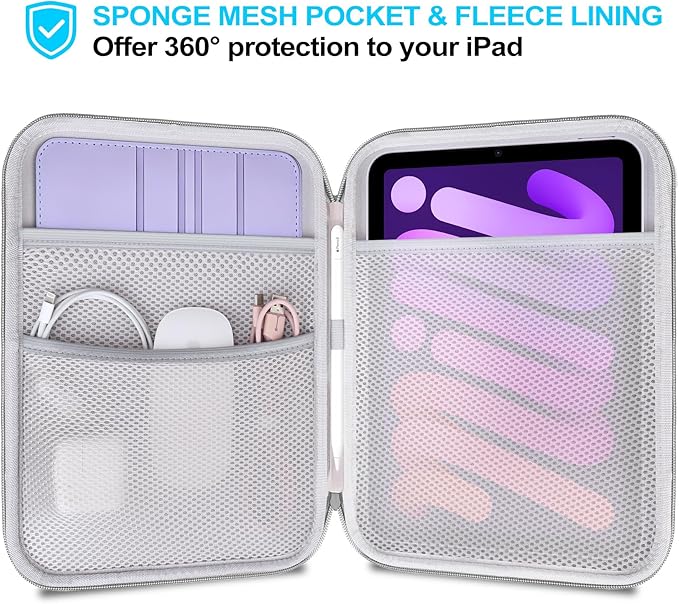 Lacdo iPad Mini 7 Sleeve, iPad Mini Case Bag, Tablet Sleeve Case for iPad Mini 7 (A17 Pro), iPad mini 6 5 4 3 2, Samsung Galaxy Tab A7 Lite/Tab A9 8.7" Hard Shell Protective Tablet Carrying Case, Gray