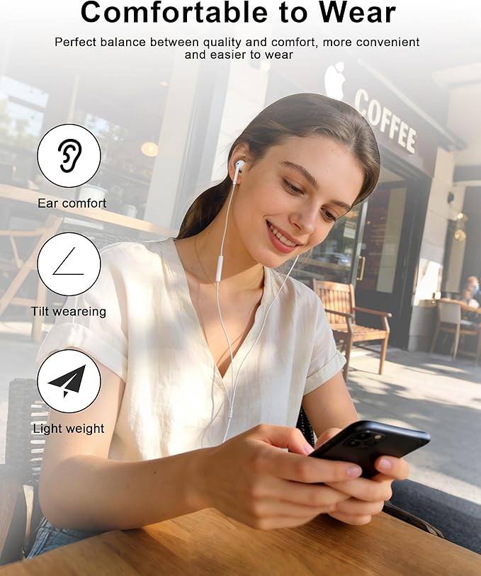 USB C Earbuds Wired for iPhone 17 16 15, Type C Headphones Earphones with Microphone & Remote Noise Cancelling Ear Buds Compatible for iPhone 17 16 15 Pro Max, iPad Pro, Galaxy S26 S25 S24, Pixel 9 8