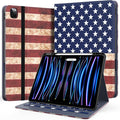 Zonefoker Case for New iPad Pro 12.9 inch 6th/5th/4th/3rd Generation 2022/2021/2020/2018, 12.9'' ipad Pro Leather Folio Protective Cover 6/5/4/3 Gen with Pencil Holder, Auto Wake/Sleep, Flag