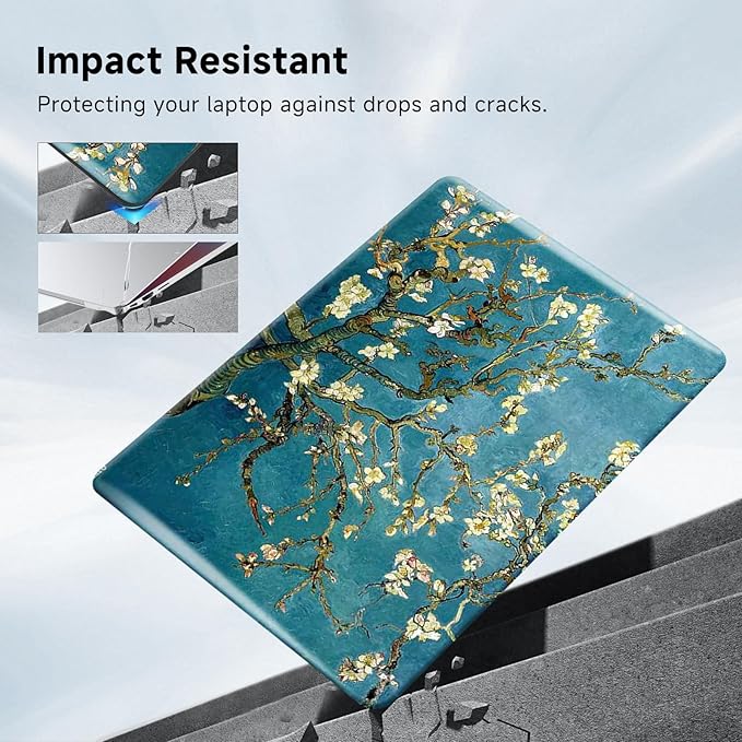 Funut for MacBook Pro 14 inch Case M5 2026 M4 2025 M3 M2 M1 2024-2021 A3427 A3426 A3434 A3112 A3185 A3401 A2918 A2992 A2779 A2442, Printed Plastic Hard Shell Case & Keyboard Cover, Van Gogh Blossom
