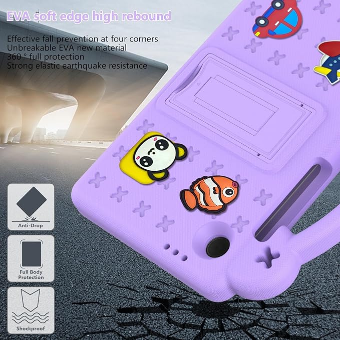AKABEILA Compatible with Samsung Galaxy Tab A9 8.7 X115N(2023) Tablet Case, Kids Friendly Universal Lightweight Shockproof Protective Case with Shoulder Strap & Stand Handle Light Purple