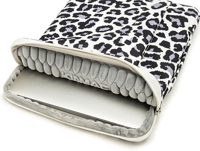 Kinmac 360 Degree Protective Laptop Sleeve Case Bag with Handle for MacBook Air 15 inch and 15 inch-15.6 inch HP Lenovo Dell ASUS Acer Notebook Computer (Leopard)