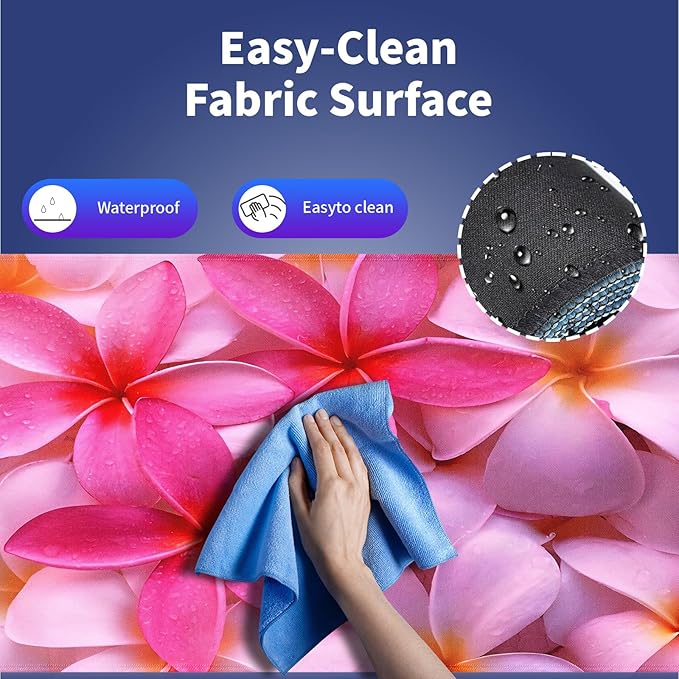 Extra Large Gaming & Office Mouse Pad (31.5" x 11.8") with Durable Stitched Edges – Girly Tropical Plumeria Flowers Bliss Close-up of Vibrant Red Hot Pink Exotic Hawaii Floral, XXL Desk Mat