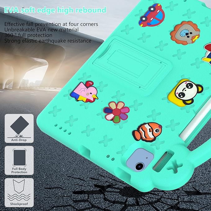Dteck for iPad 10th Generation Case 10.9 Inch 2022, EVA Cute Bear Kids Case Shockproof Rugged Protective Kickstand Boy Girl Cover with Pencil Holder for iPad 10th Gen 10.9 Inch 2022, Green
