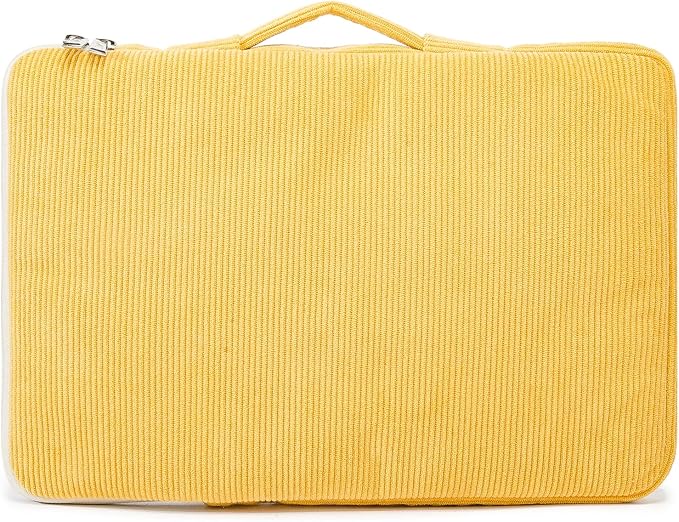 Kinmac Corduroy 360° Protective Water Resistant Laptop Case Bag Sleeve for HP Lenovo Dell ASUS Acer 14 inch Laptop,MacBook Pro 14 inch (Yellow)