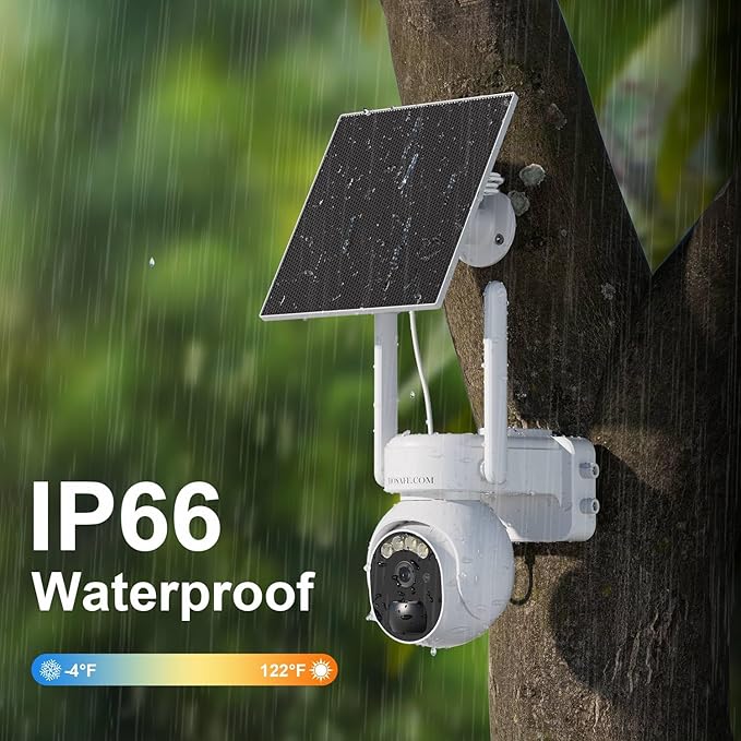 4G LTE Cellular Security Camera Outdoor, Off Grid Security Camera No WiFi Solar Powered, 360° PTZ Solar Camera Outdoor Wireless, 2K HD, PIR Motion Sensor, Free Cloud Storage (Need to Apply), 2 Packs