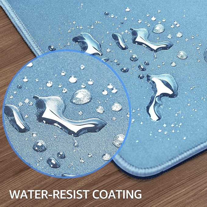 KTRIO Large Gaming Mouse Pad Desk Mat, Superior Micro-Weave Cloth, Non-Slip Rubber Base, Stitched Edges, Water-Resistant, for Gamer, Office & Home, 31.5 x 15.7 Inch，Ice Blue