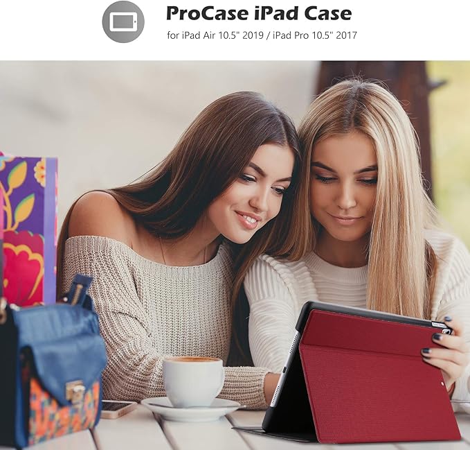 ProCase Cover for iPad Air 3 10.5" 2019 / iPad Pro 10.5 2017 Case, Slim Stand Protective Folio Case Smart Cover for iPad Air 10.5" (3rd Gen) 2019 / iPad Pro 10.5" 2017-Red