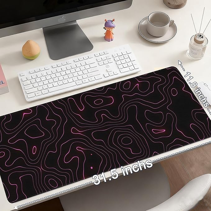 Gaming Mouse Pad - (31.5"×11.8") Contour Lines Large Mouse Pads for Desk - Desk Mat for Keyboard and Mouse with Non-Slip Base, Desks Pad Matfor Game/Office & Home