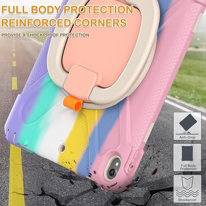 BRAECN iPad Air 3 10.5" 2019 Case, Protective Silicone Case with Hand Grip, Pencil Holder, Kickstand, Shoulder Strap for iPad Air 10.5" (3rd Gen)/iPad Pro 10.5 Inch-Colorful Pink