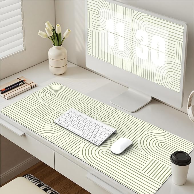 iCasso Green Desk Matt for Desktop, Cute Desk Pad Mat, Large Mouse Pad, Anti-Slip Big Mousepad with Stitched Edges, Keyboard Pad for Computer(Green)