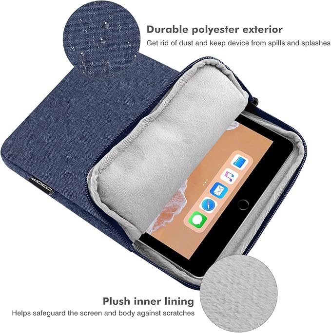 MoKo 9-11 Inch Tablet Sleeve Bag Carrying Case Fits New 11inch iPad Air M3, iPad A16 2025, iPad Pro 11 M4, Air 5/4/3, iPad 10/9/8th Gen, Tab S8/S9 11", Navy Blue