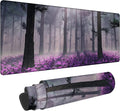 Gaming Desk Mat Large, Purple Misty Forest Extended Mousepad,Non-Slip Rubber Mouse Pad Stitched Edges,Desktop Decorative Accessories for Home Office 31.5" x 15.7"