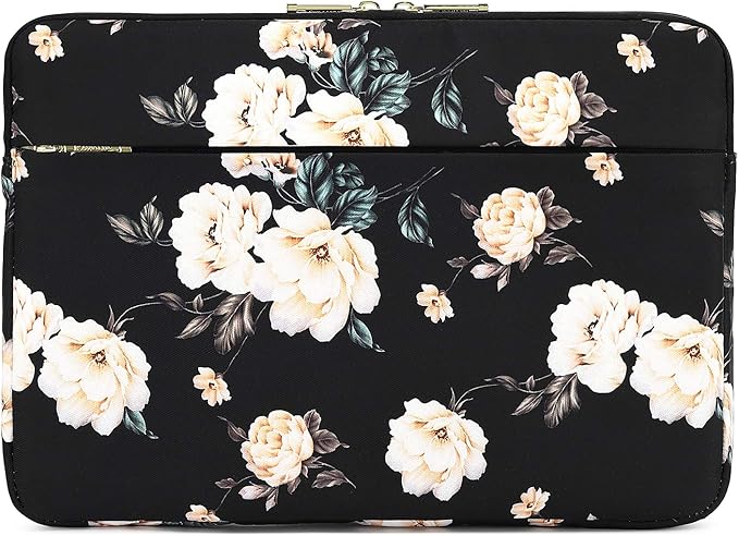 KAYOND 15 inch Laptop Sleeve, Compatible with MacBook pro 15.4 ，MacBook Air 15.4 MacBook pro 16 and 15.6 inch Notebook Computer, Water Repellent Laptop Bag,Shockproof case(15-15.6 inch, Black Peony)